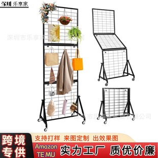 Cross-Border 70% off Aesthetically Pleasing Floor-Standing Iron Mesh Display Rack for Home Use with Wheels Multi-Purpose Storage Rack Factory Direct Sale