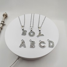 合金珍珠水钻26个英文字母配件diy链条配件厂家现货直供吊坠项链
