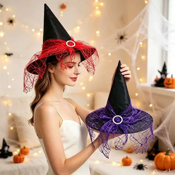 Cross-border Halloween hat decoration props witch hat adult witch headwear costume children's holiday hat Oxford cloth