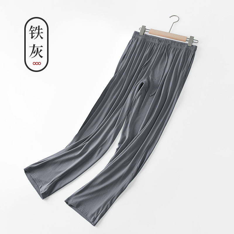 Procesamiento personalizado 60S de doble cara modal para hombres pantalones de casa de color sólido que se pueden usar afuera pijamas pantalones casuales delgados