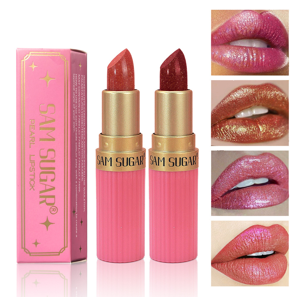 Sam Sugar 6-Color Chocolate Stick Lipstick Makeup Pearlescent Matte Not Easy to Fade Matte Waterproof Lipstick Cross-Border
