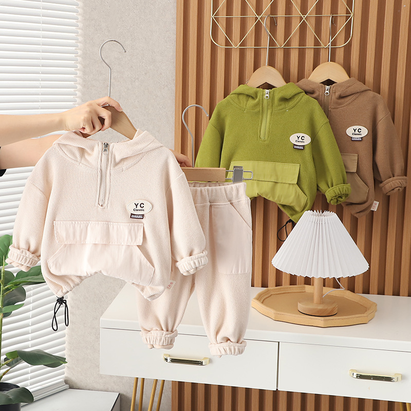 Children's solid color colored autumn long-sleeve with zipper for…