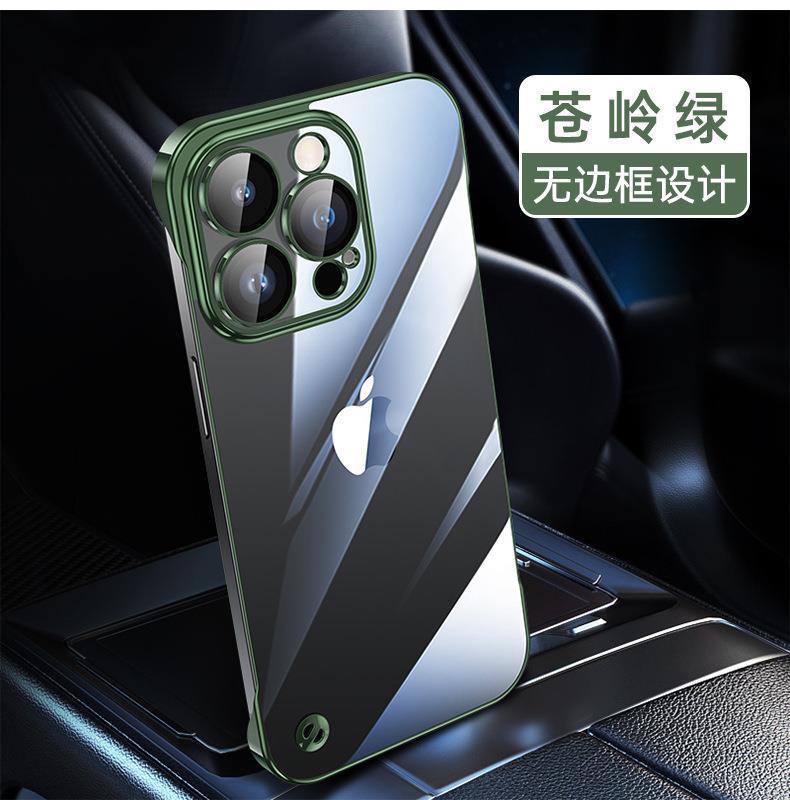Aplicable iPhone16 PC galvanoplastia sin marco para teléfono móvil 15 transparente Apple 14 viene con película de lente carcasa dura todo incluido