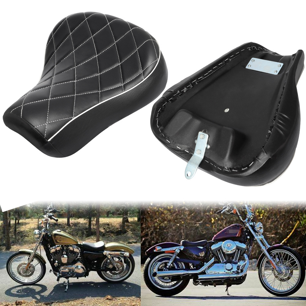 Suitable for Harley Xl883/1200 Modified Black Front Seat Cushion and Front Seat Bag, 1983-2003