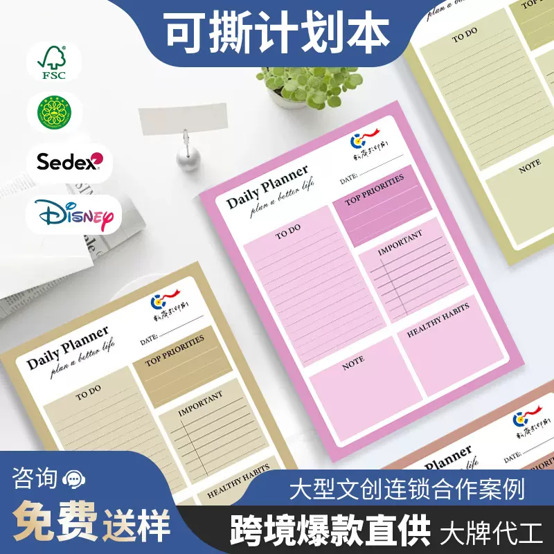 原创设计拍纸本可撕计划本学生听课拼贴便签本薄荷雪芭系列便签本