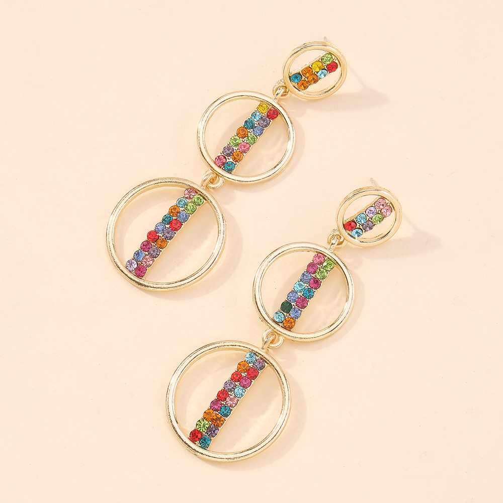 Fashion Circle Stitching Multi-layer Geometric Alloy Earrings Wholesale display picture 6