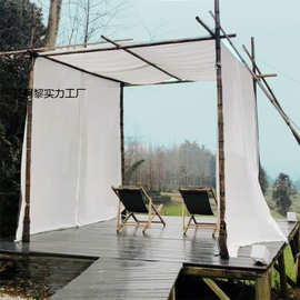 纱帘寮民宿户外幔花架防水木架婚礼客栈茶红茶室花园装饰网纱移动