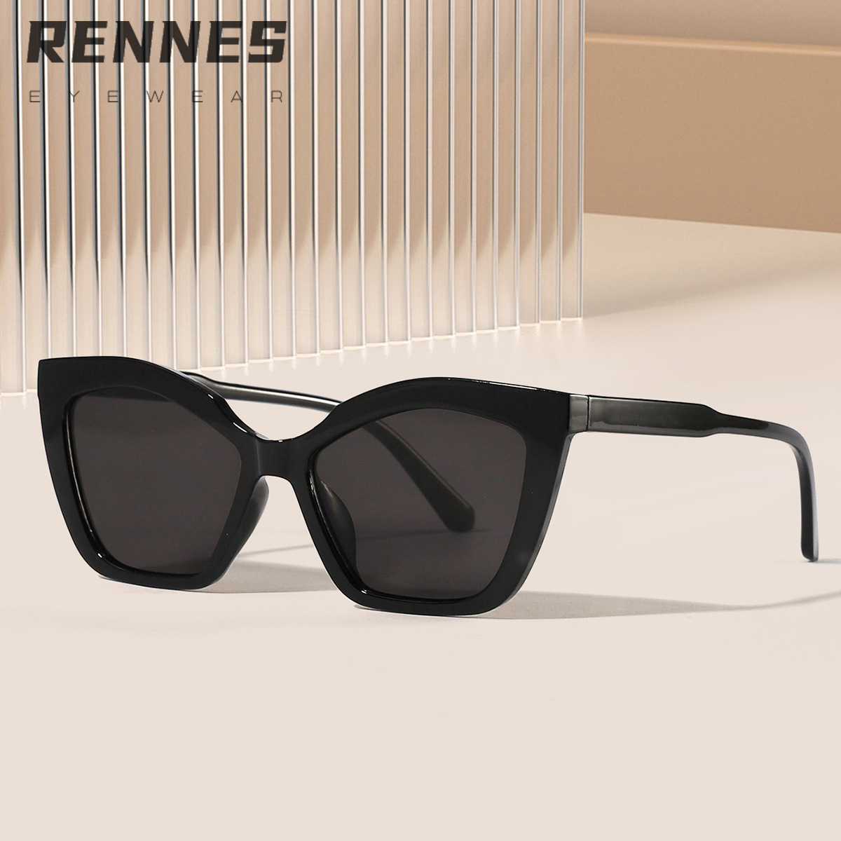 Gafas de sol de plástico con ojo de gato de marco estrecho transfronterizo Gafas de protección solar para mujer cuadrada de moda masculina