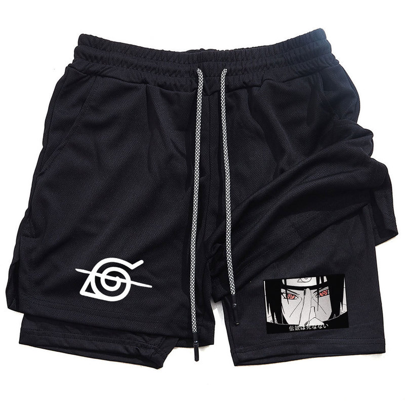 Beach Pants Cartoon Naruto Print Sports Shorts Stretch Breathable Fitness Double-Layer Shorts Beach Pants Cartoon Naruto Print Sports Shorts Stretch Breathable Fitness Double-Layer Shorts