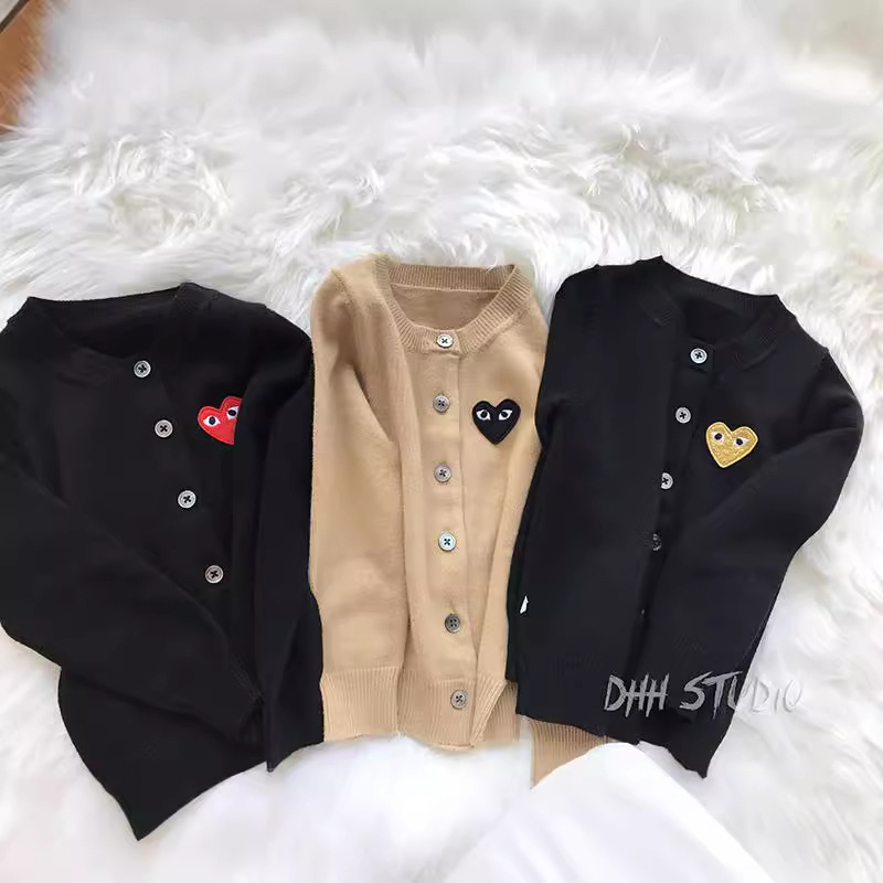 Chuanjiu Cdg Heart Play Cardigan Children's Clothing Jacket Wool Sweater Casual Versatile Mini Sweater Japanese Style Toddler