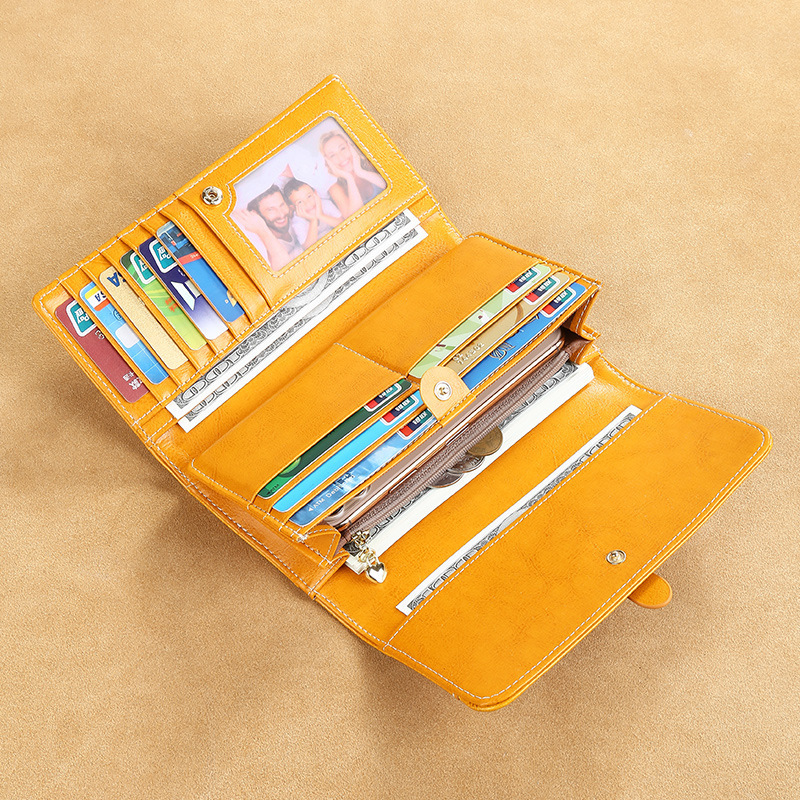 Cartera Larga Wallet Cartera de cuero de moda Monedero Moneda Comercio exterior Explosiva Bolsa de suerte