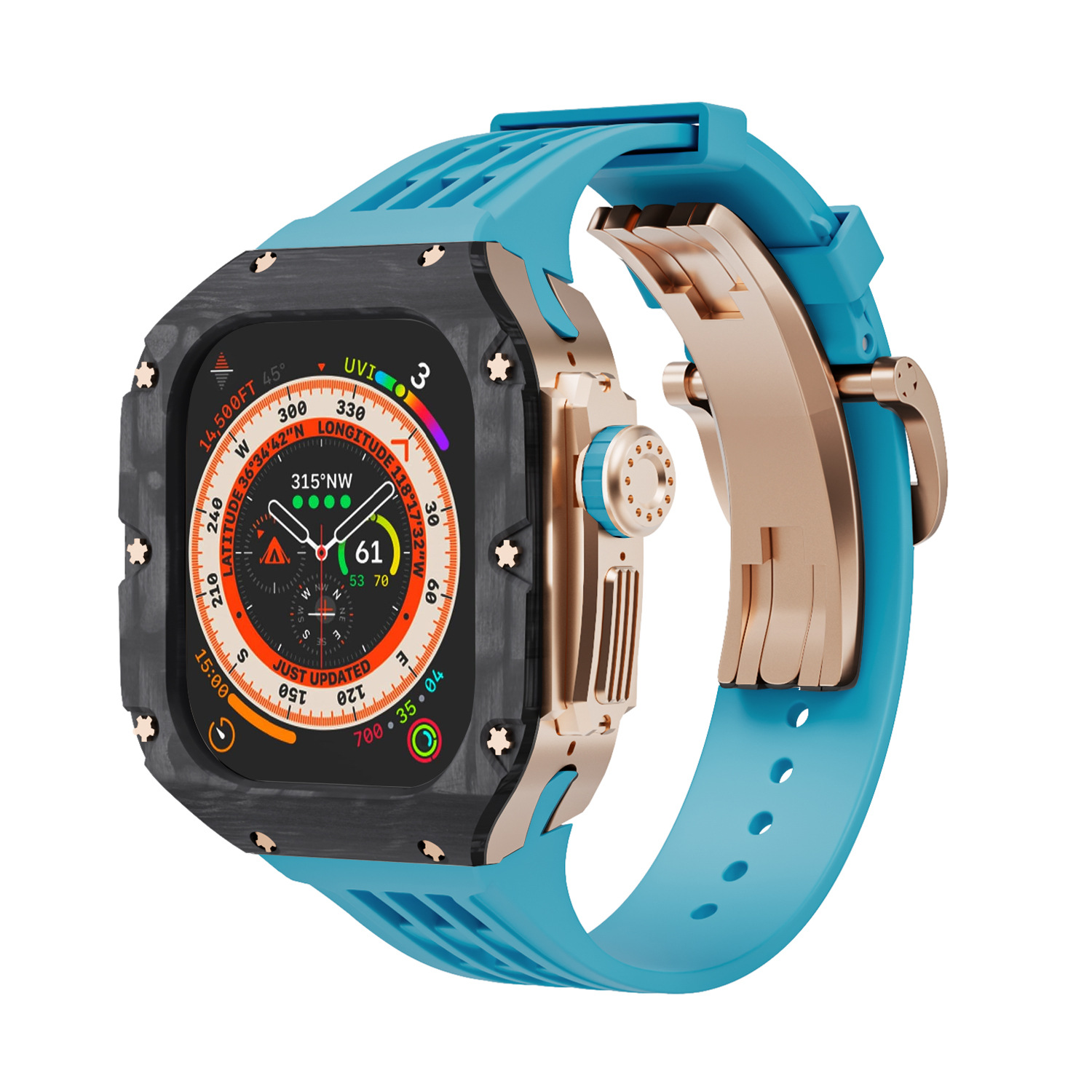 Fibra de carbono caja reloj para Apple Watch modificación Shell iwatch ultra Titanium aleación integrado protección 49mm