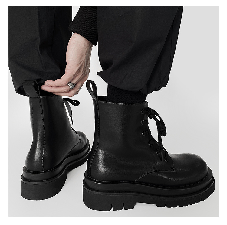 2024 Autumn New 6-Hole Martin Derby Leather Heightening Men's Shoes Couple Versatile Thick Sole Boots_voghion.com