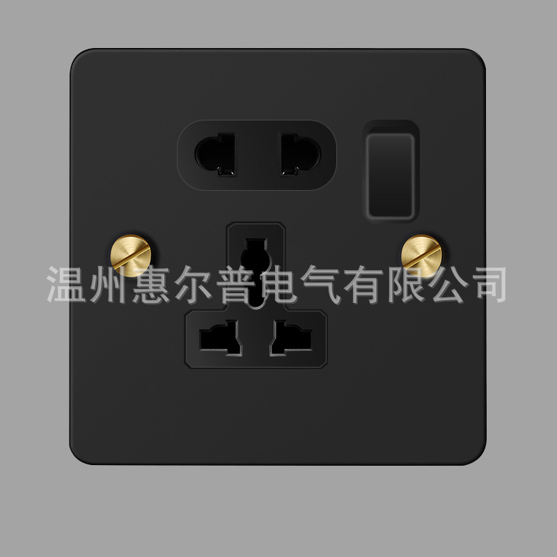 Mounted black retro switch key, light panel stainless steel