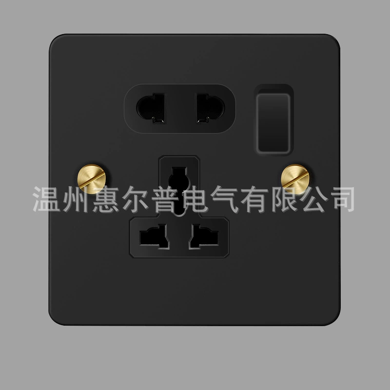 Mounted black retro switch key, light panel stainless steel