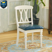 美式餐椅歐式復古凳子軟包靠背家用餐桌椅餐廳咖啡廳酒店實木椅子