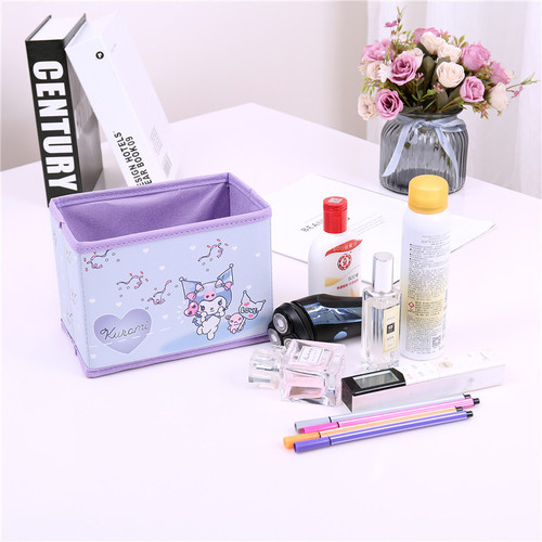 Cute Cartoon PU Foldable Storage Desktop Storage Box Cosmetic Stationery Accessories Classification Organizing Storage Box