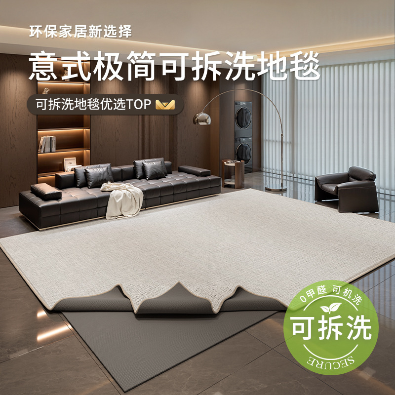 Removable and Washable Italian Minimalist Carpet, Living Room Light Luxury High-End Feel, Double-Layer Thickened Bedroom Bedside Rug, Home Use, No Maintenance Needed