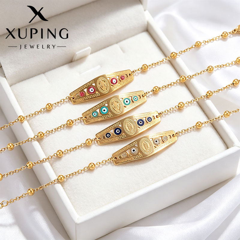Pulsera de Ojo Turco de Aleación, Galvanizada, Diseño Geométrico, para Mujer