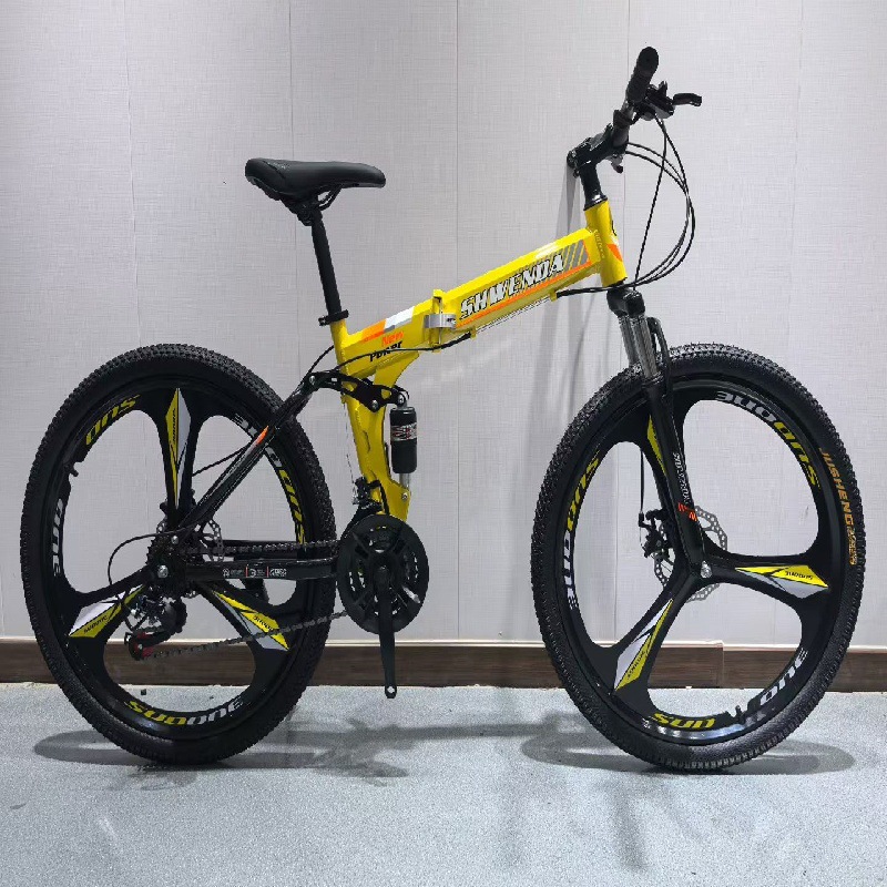 Adult Road Bike Variable Speed 21-Speed Mountain Bike Foldableing Bicycle Disc Brake Double Shock Absorption Bicycle Scooter Naked Bag