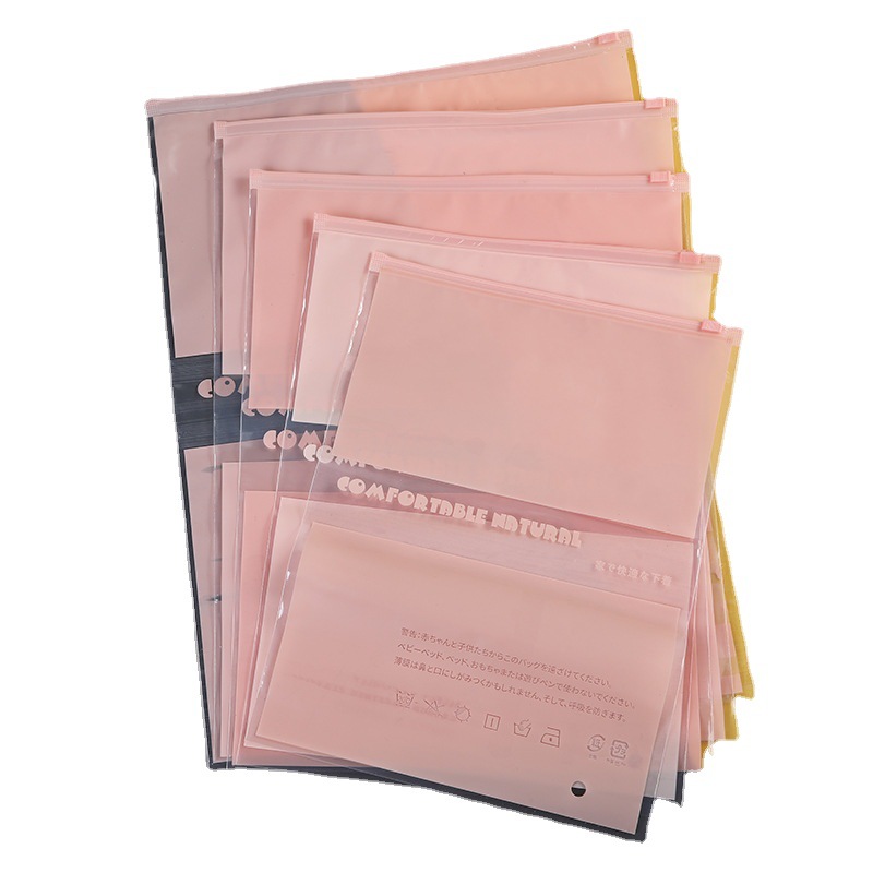 En stock 16 seda translúcido Rosa ropa japonesa embalaje bolsa ropa interior calcetines cremallera bolsa PE plástico Ziplock bolsa