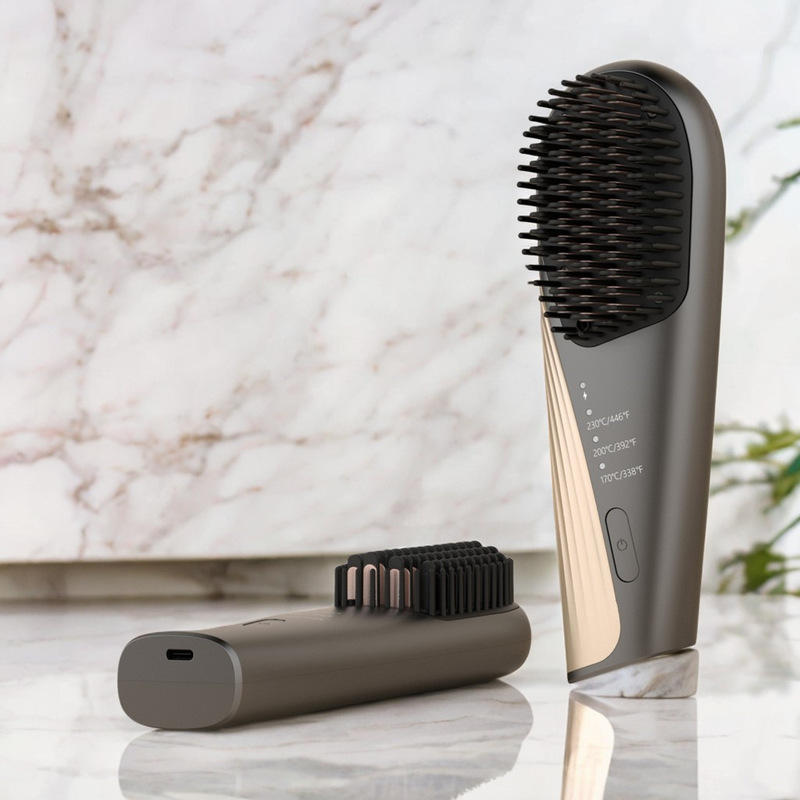 新しい長持ちするマイナスイオンヘアケア抗火傷ミニポータブルスタイリングコームハイパワー高速加熱ワイヤレスヘアストレートニングコーム|undefined