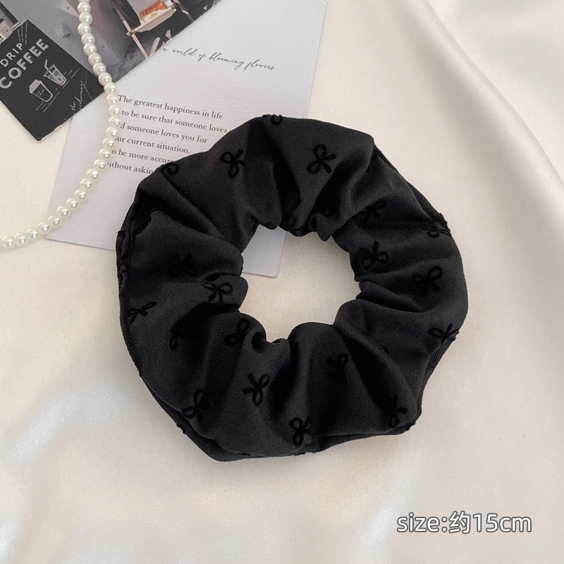 Arco negro gris anillo de cabello de intestino grueso femenino red2024 nuevo temperamento suave bola baja atada de cabello adornos de cabello