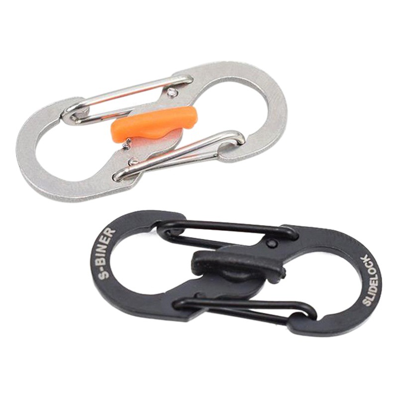 Fox Small size stainless steel 8-word buckle with lock anti-theft S buckle key chain travel bag buckle