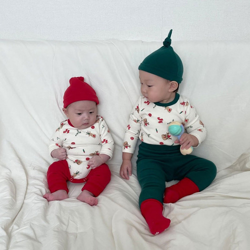 24 autumn and winter new baby jumpsuit ins style infant Christmas clothing set baby baby clothes three-piece set