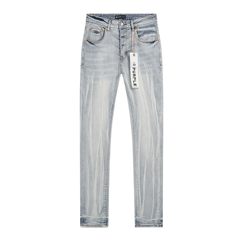 Comercio exterior transfronterizo mayorista purp1e estilo americano marca de alta calle agujero parche de tinta retrógrada lavado jeans pantalones cortos