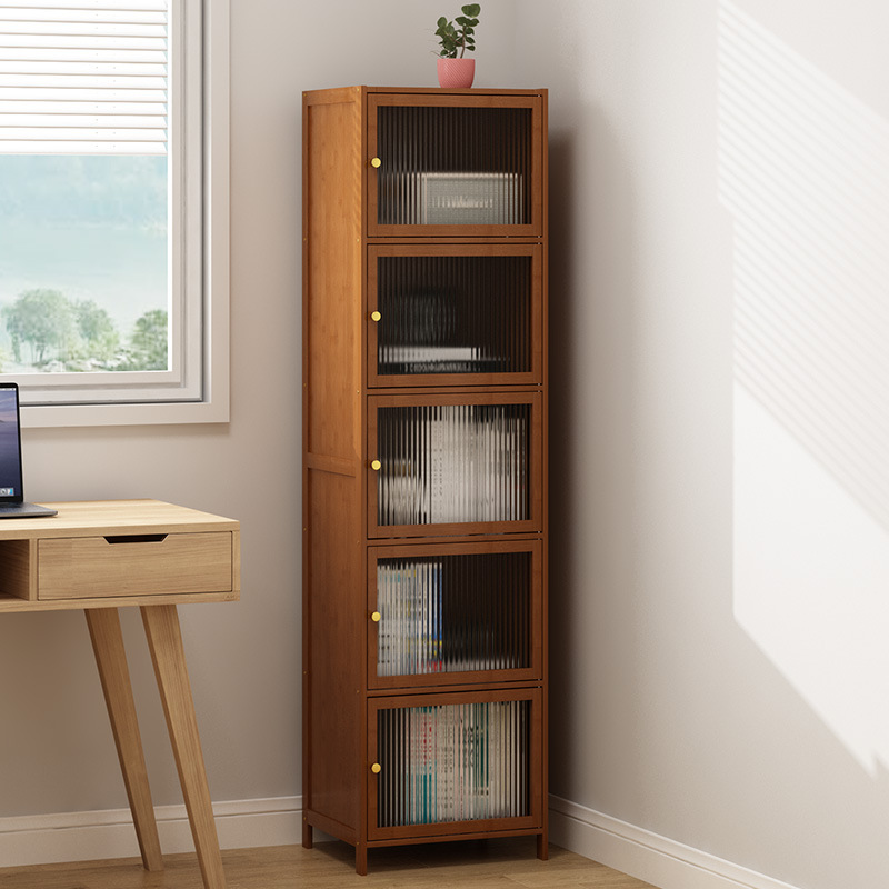 Estante de libros con puerta estante de almacenamiento multicapa closet de hendidura sala de estar estante de libros contra la pared gabinete de televisión