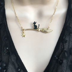 欧米の国境を越えた新型ハロウィーンアクセサリーfunny black cat necklace黒猫ネックレス女性の新型