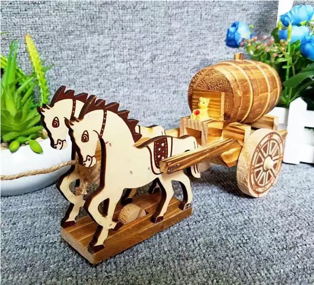 メーカー現物手作り玩具車模型消防車運搬車工事車観光地区木造工芸品バッチ|undefined