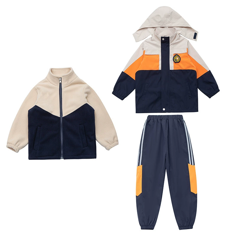  Autumn down jacket for kindergarten for elementary school students, uniform, children's sports winter set, 3 piece set