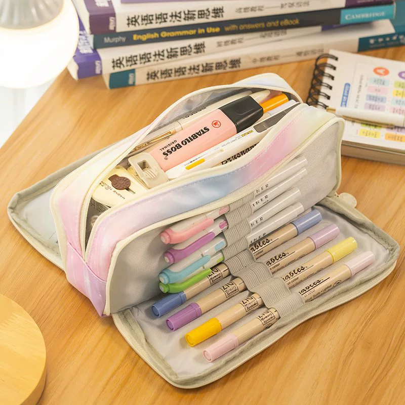 Capacious multilayer Japanese pencil case for students, for secondary school