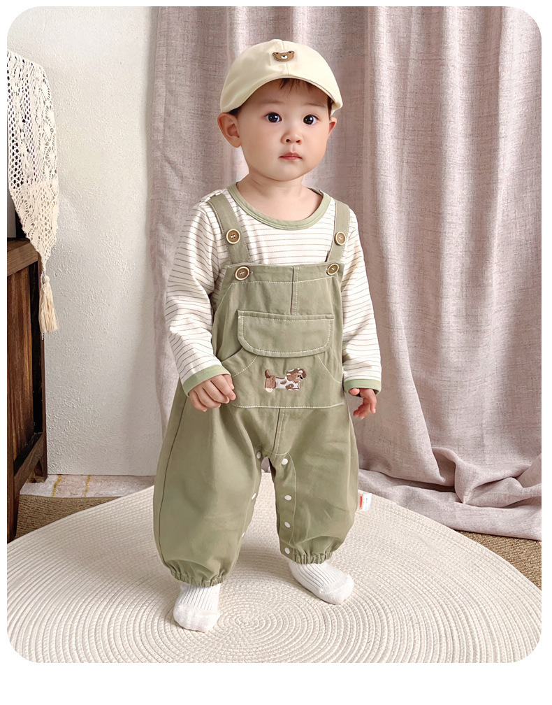 Ensemble bébé garçon cartoon avec salopette printemps automne_voghion.com