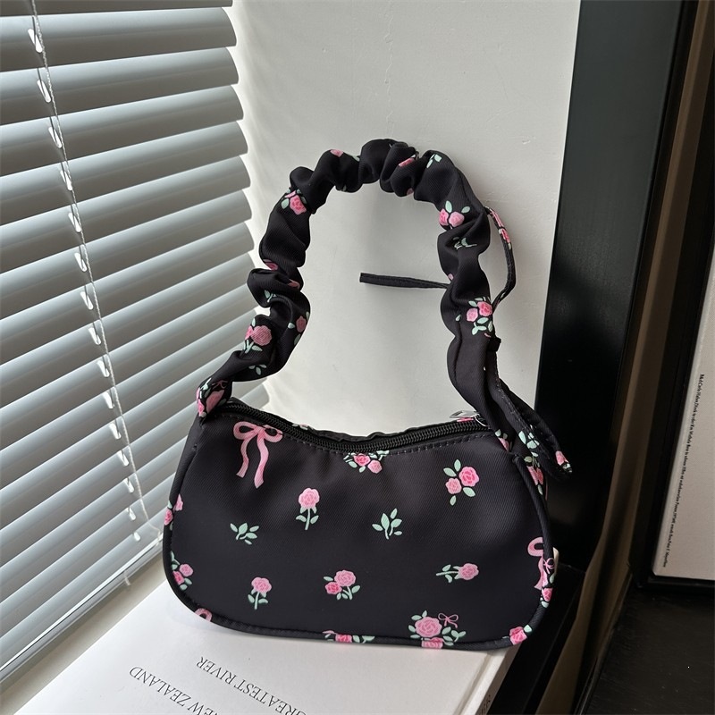 2026 Spring New Collection: Cute Floral Shoulder Bag, Korean-Style Chic Armpit Bag, Korean-Style Retro Texture Handbag