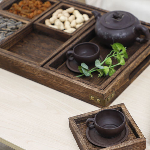 Retro photo props, ancient Chinese style food photography, tea tray wooden board, solid wood old pastry tray