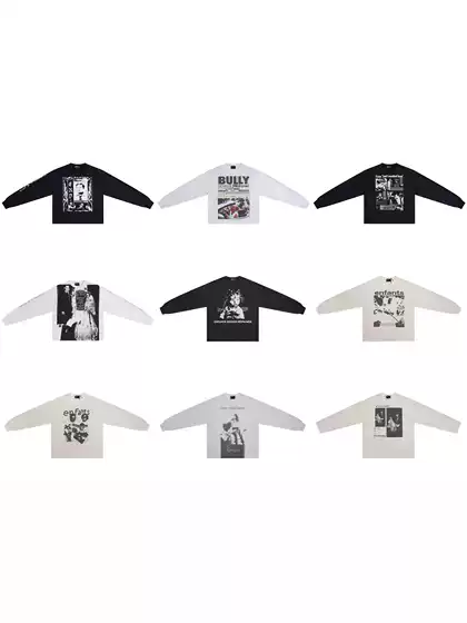 Erd Melancholic Wealthy Second-Generation Niche Trendy Brand Loose Casual Long-Sleeve Collection Foreign Trade Letter Graffiti Long-Sleeve T-Shirt
