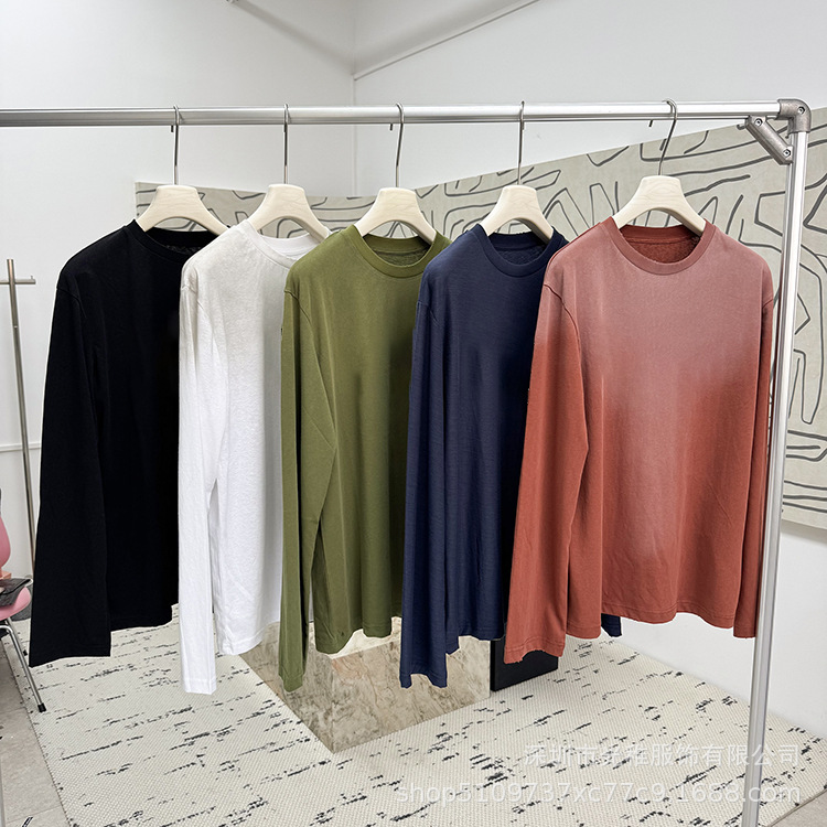 ニッチクラシックほつれインクジェットホワイトディア同スタイル1996レトロ長袖Tシャツ文学的、ルーズ、トレンディ、ダメージ加工