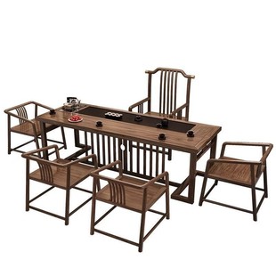 [Factory Straight Hair] Solid Wood Tea Table and Chair Combination New Chinese-style Home Balcony Office Coffee Table Living Room Integrated Tea Table