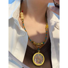 原创设计前世今生唐卡吊牌项链搭配纯手工绒线精编项链绳礼物T778