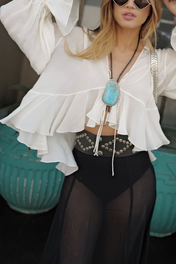 Tie Placket Type Wholesale Women's Polyester Vacation Solid Color Long Sleeve Blouses