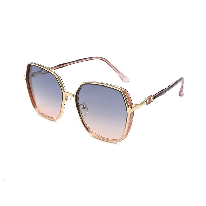 Nuevas gafas de sol de borde rosa brillante para mujeres sensación de alta calidad Street Shoot mode cóncavo anti-UV gafas de sol sensación de alta calidad
