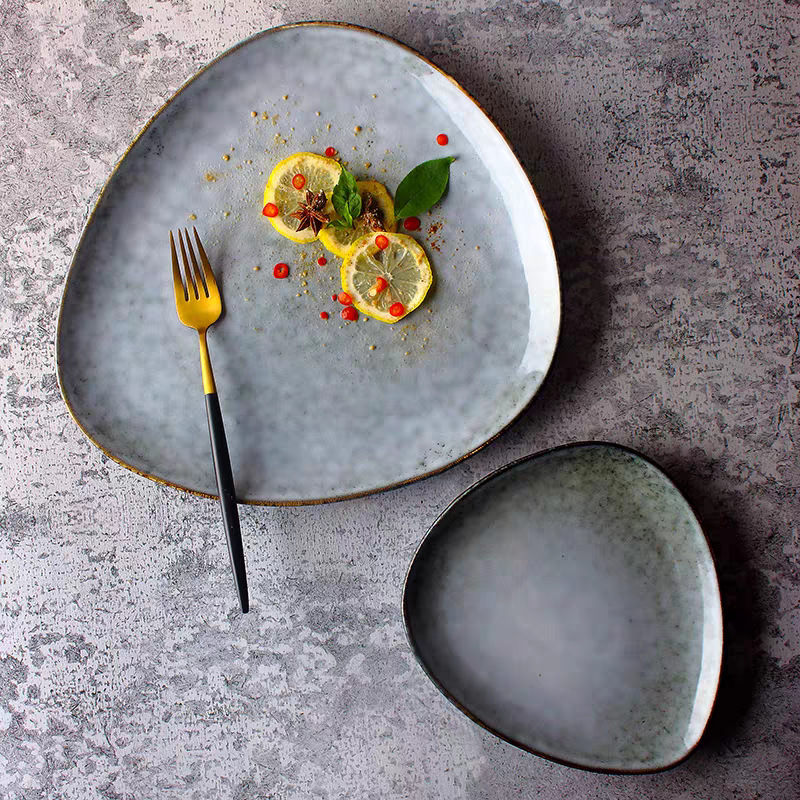 Plato de ensalada de filete de estilo nórdico platos de platos de platos cerámicos caseros retro estilo creativo platos de fideos platos