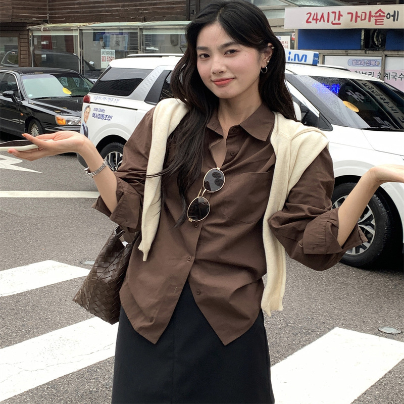 the limon柠檬绿茶宽松长袖法式复古衬衫女2025秋季上衣衬衣外套|undefined