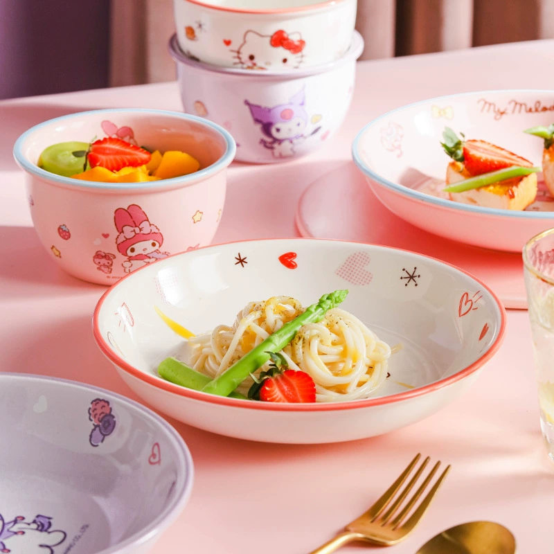 Санрико Hello Kitty, детская тарелка для еды, мультяшная керамическая посуда для дополнительного питания