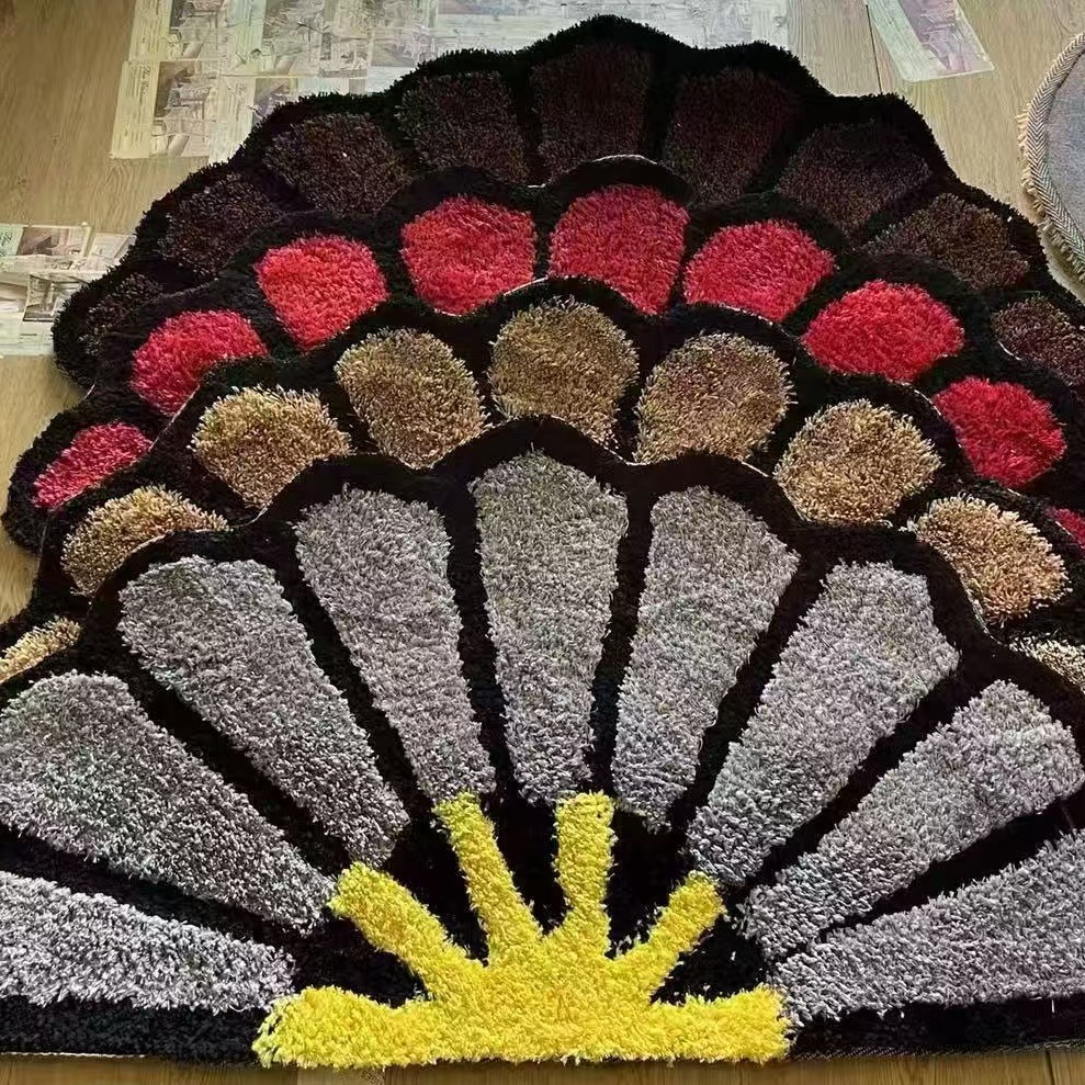 半圆形扇形婚礼婚庆少女卧室不规则除尘地毯中国风床边毯免洗耐脏