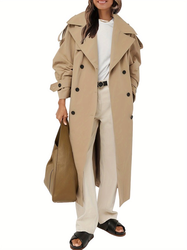 Oversized Windproof Trench Coat Double Womens Oversized Long|undefined