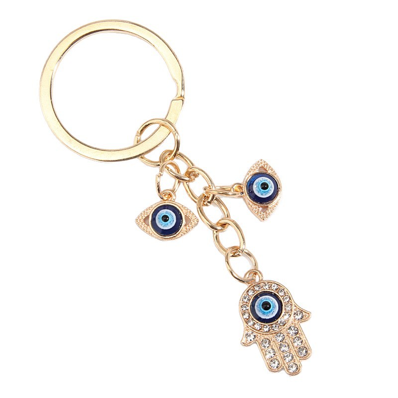 Cross-Border Hot Sale New Heart-Shaped Palm Water Drop Evil Eye Pendant Accessories Keychain Key Ring Manufacturer_voghion.com
